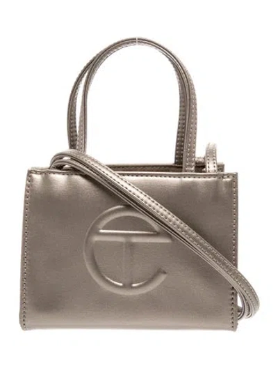 Pre-owned Telfar Vegan Leather Top Handle Bag In Metallic
