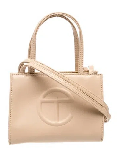 Pre-owned Telfar Vegan Leather Top Handle Bag In Metallic/neutrals