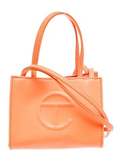 Pre-owned Telfar Vegan Leather Top Handle Bag In Orange