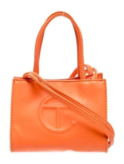 Pre-owned Telfar Vegan Leather Top Handle Bag In Orange