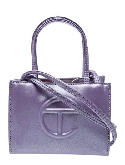 Pre-owned Telfar Vegan Leather Top Handle Bag In Purple