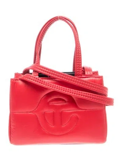 Pre-owned Telfar Vegan Leather Top Handle Bag In Red