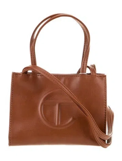 Pre-owned Telfar Vegan Leather Top Handle Bag Small In Brown