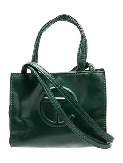 Pre-owned Telfar Vegan Leather Top Handle Bag Small In Green