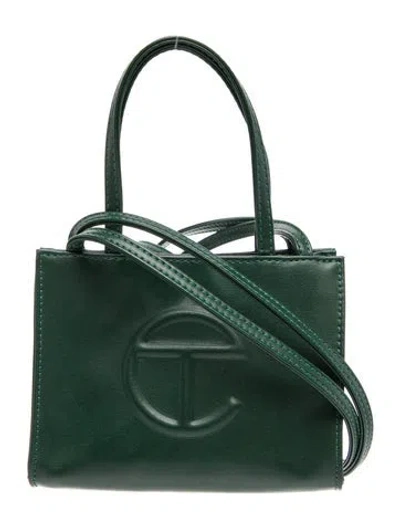 Pre-owned Telfar Vegan Leather Top Handle Bag Small In Green