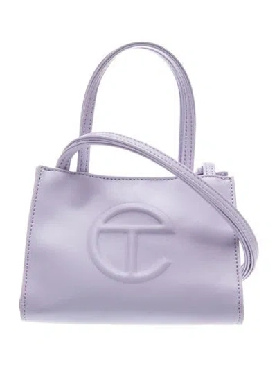 Pre-owned Telfar Vegan Leather Top Handle Bag Small In Purple