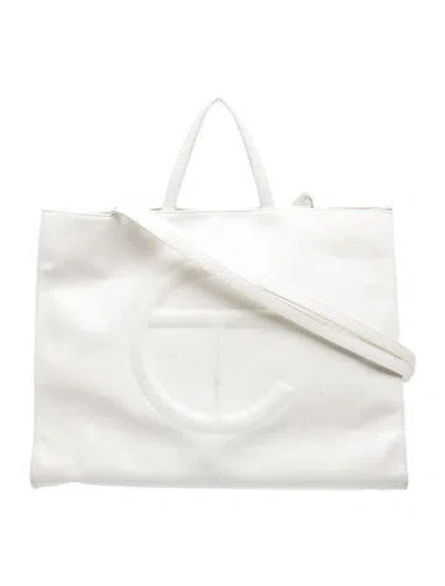 Pre-owned Telfar Vegan Leather Top Handle Bag In White