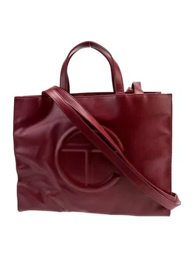 Pre-owned Telfar Vegan Leather Tote In Burgundy