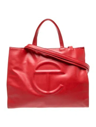 Pre-owned Telfar Vegan Leather Tote In Burgundy