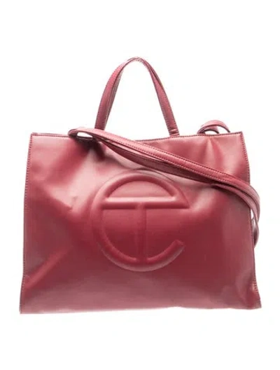 Pre-owned Telfar Vegan Leather Tote In Burgundy