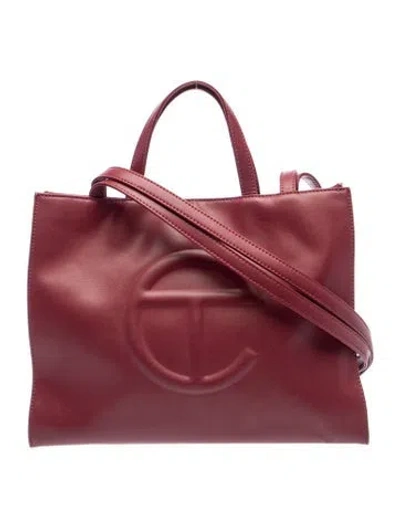Pre-owned Telfar Vegan Leather Tote In Burgundy/red