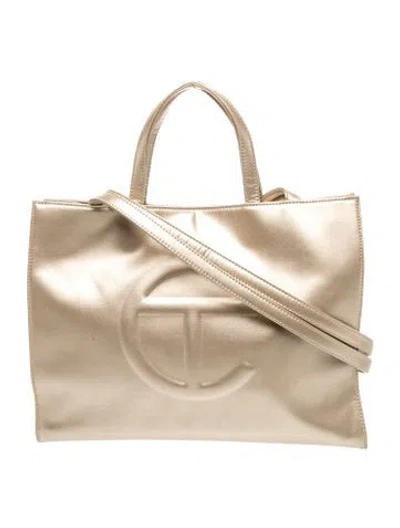 Pre-owned Telfar Vegan Leather Tote In Gold/metallic