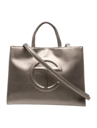 Pre-owned Telfar Vegan Leather Tote In Gold/metallic
