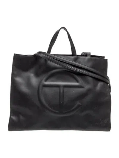 Pre-owned Telfar Vegan Leather Tote Large In Black