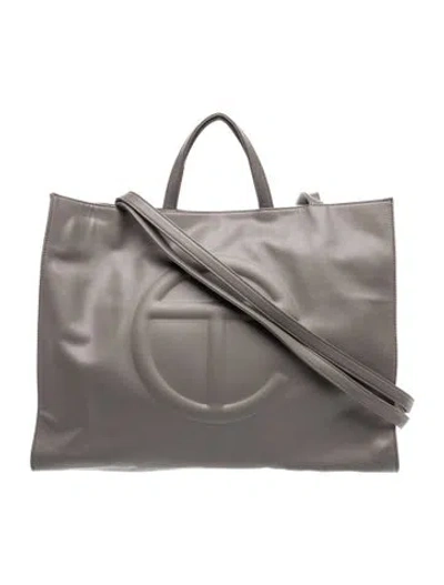 Pre-owned Telfar Vegan Leather Tote Large In Grey