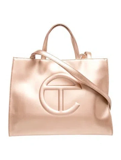 Pre-owned Telfar Vegan Leather Tote In Metallic/neutrals