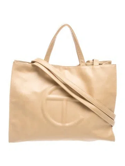 Pre-owned Telfar Vegan Leather Tote In Neutrals