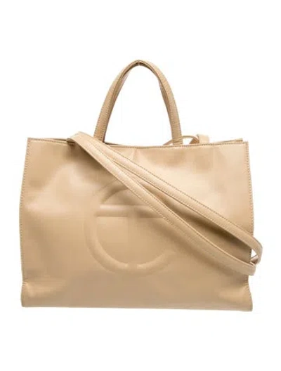 Pre-owned Telfar Vegan Leather Tote In Neutrals