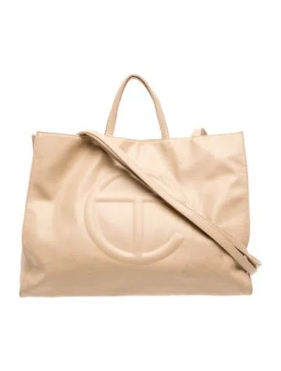 Pre-owned Telfar Vegan Leather Tote In Neutrals