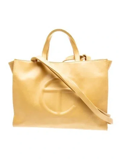 Pre-owned Telfar Vegan Leather Tote In Neutrals
