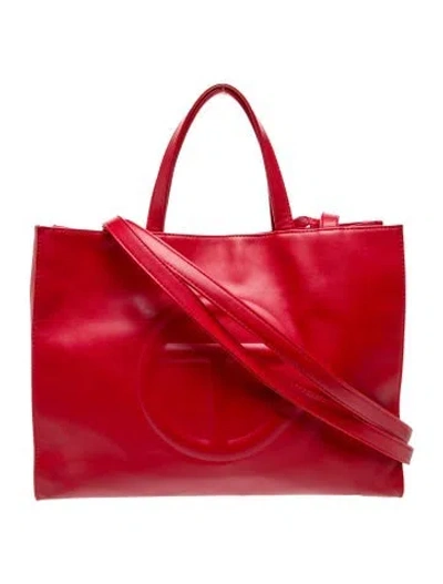 Pre-owned Telfar Vegan Leather Tote In Red