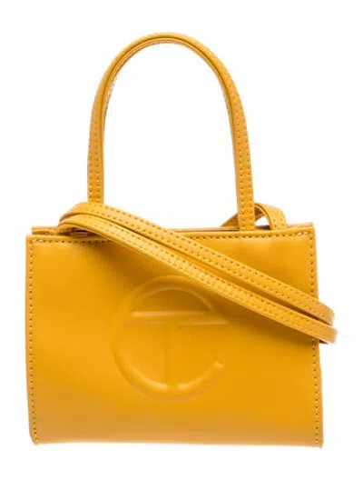 Pre-owned Telfar Vegan Leather Vegan Leather Mini Shopping Tote In Yellow