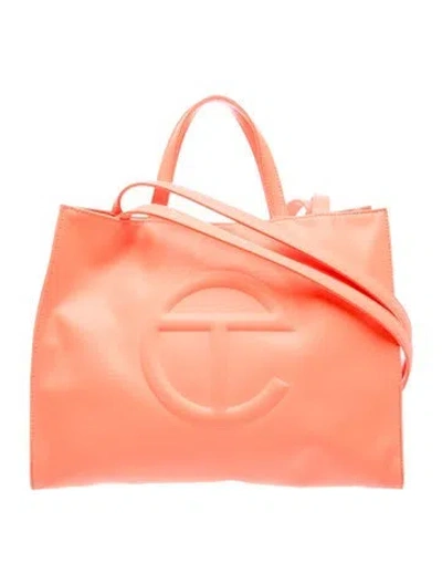 Pre-owned Telfar Vegan Leather Vegan Leather Shopping Bag Medium In Orange