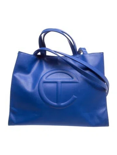 Pre-owned Telfar Vegan Leather Vegan Leather Shopping Tote In Blue