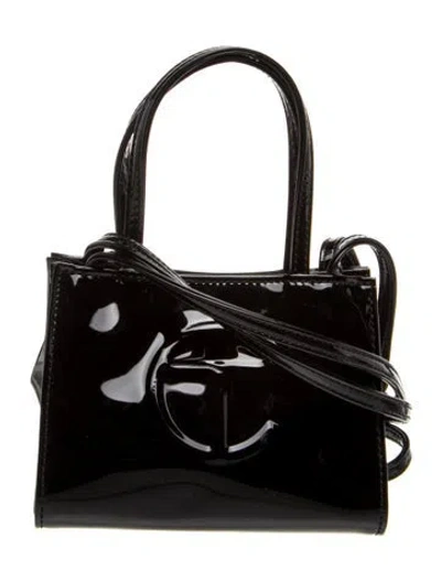 Pre-owned Telfar Vegan Patent Leather Crossbody Bag In Black