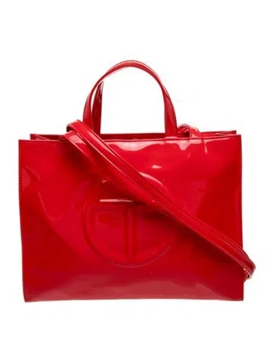 Pre-owned Telfar Vegan Patent Leather Medium Patent Red Shopping Bag Medium W/ Tags