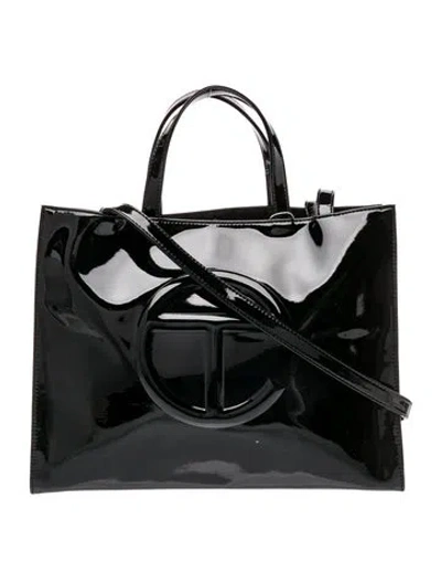 Pre-owned Telfar Vegan Patent Leather Shoulder Bag In Black