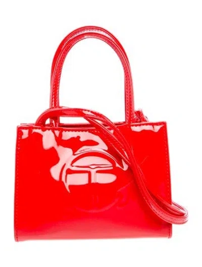Pre-owned Telfar Vegan Patent Leather Top Handle Bag In Red