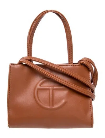 Pre-owned Telfar Vegetarian Leather Shopping Bag Small In Brown