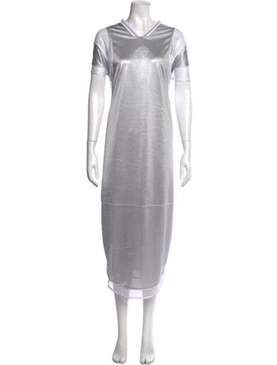 Pre-owned Telfar V-neck Long Dress In Gray