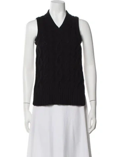 Pre-owned Telfar Wool V-neck Top In Black