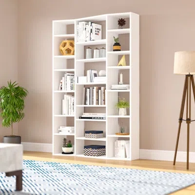 Temahome Valsa 88" H X 57" W Geometric Bookcase In Matte White
