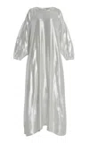 Temily The Songlines Signature Silk Maxi Dress In Silver