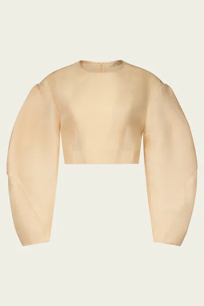 Temily Power Puff Crop In Bone In Neutral