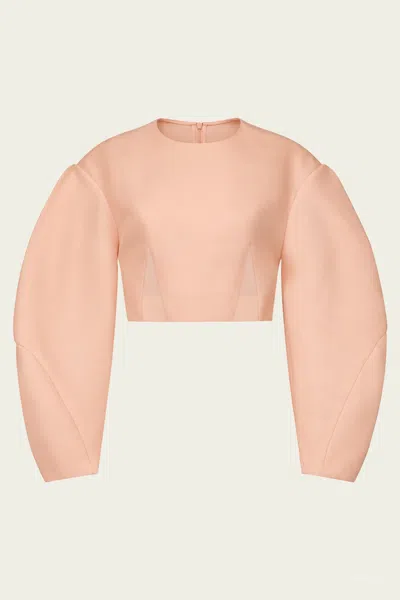 Temily Power Puff Crop In Rose Quartz In Pink