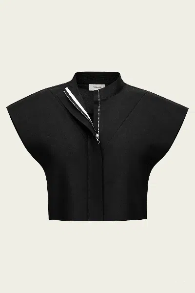Temily Racer Crop In Obsidian In Black