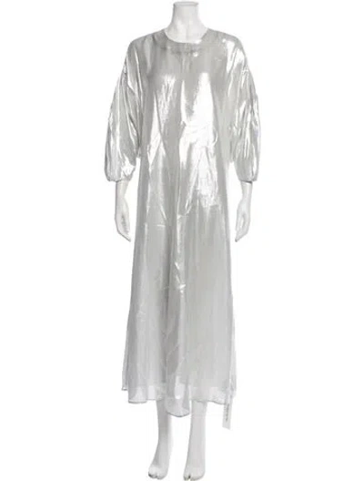 Pre-owned Temily Silk Long Dress In Grey