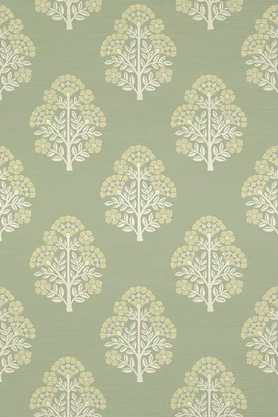 Tempaper & Co. Floral Block Printed Grasscloth Wallpaper