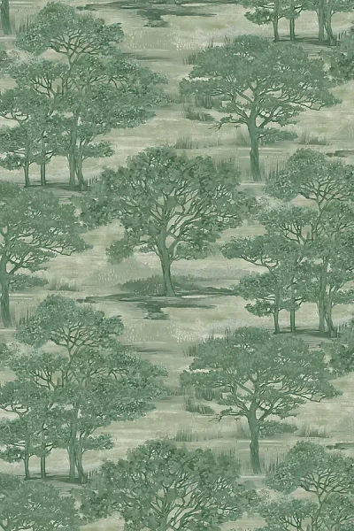 Tempaper & Co. Forest Toile Green Landscape Peel And Stick Wallpaper
