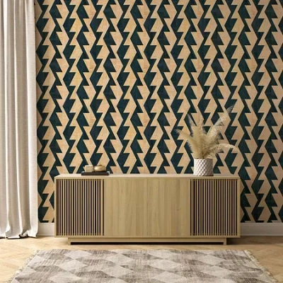 Tempaper Aztec Geo Peel & Stick Wallpaper In Black
