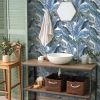 Tempaper Bahama Palm Peel & Stick Wallpaper In Blue