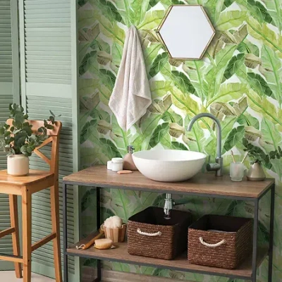 Tempaper Bahama Palm Peel & Stick Wallpaper In Green