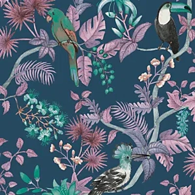 Tempaper Birds Of Paradise Peel And Stick Wallpaper In Blue