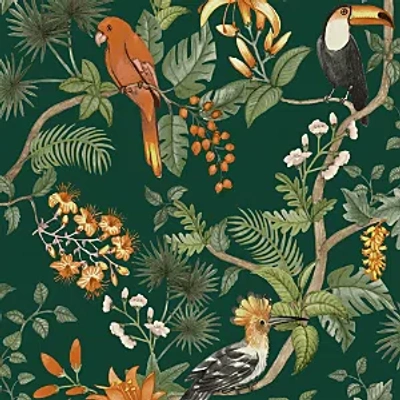 Tempaper Birds Of Paradise Peel And Stick Wallpaper In Green