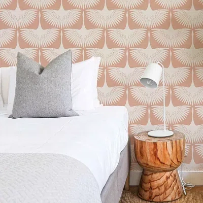 Tempaper Feather Flock Peel & Stick Wallpaper In Pink