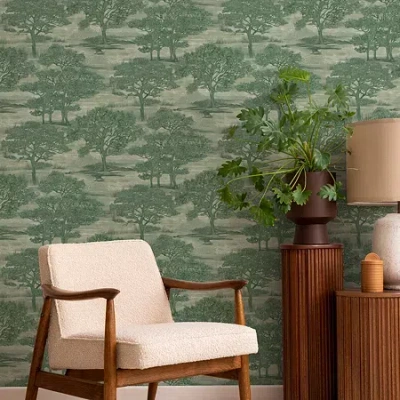 Tempaper Forest Toile Peel & Stick Wallpaper In Green